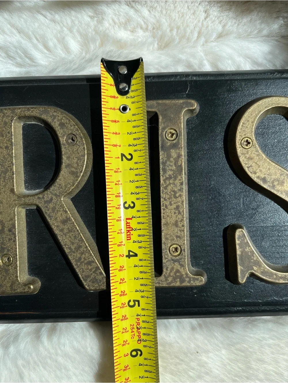 Paris Wall Plaque - Black Wood & aged brass/metal lettering